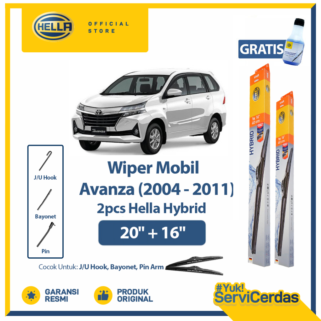 Wiper Mobil TOYOTA Avanza(2004-2011) 20”+16”(2pcs) - HELLA Hybrid