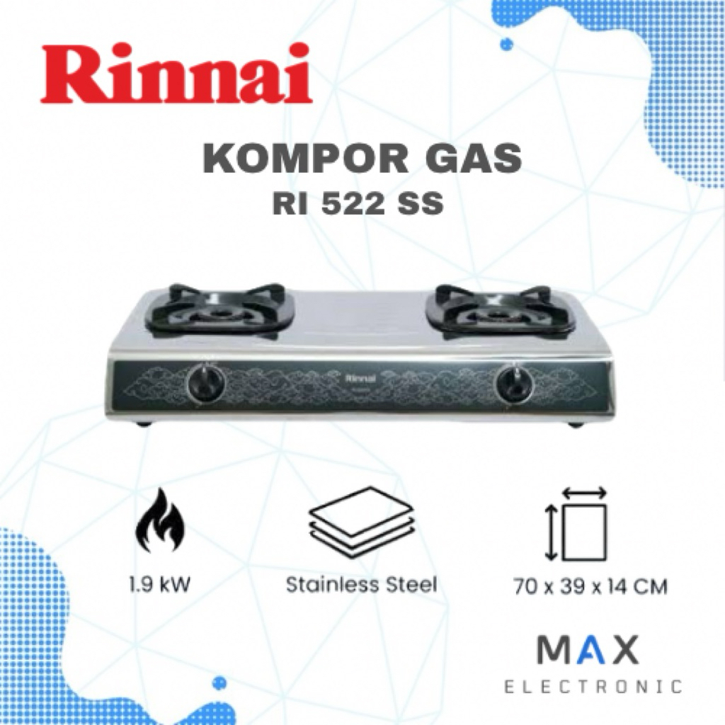 Kompor Gas Rinnai RI 522ss Kompor Murah Rinnai 522ss Kompor Stainless Steel Stove Batik Rinnai 2 Tun