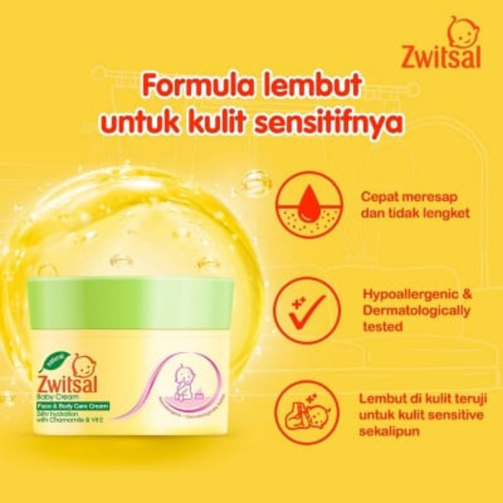 Zwitsal Baby Cream Tubuh & Wajah Bayi Chamomile & Vitamin E 50 g