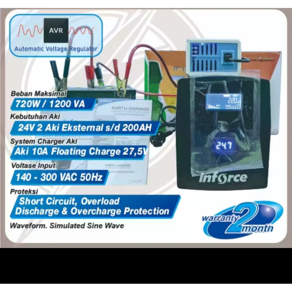 UPS Modif Aki Mobil 24V Inforce 1200VA & CHARGER AKI 10AH - UPS Modifikasi