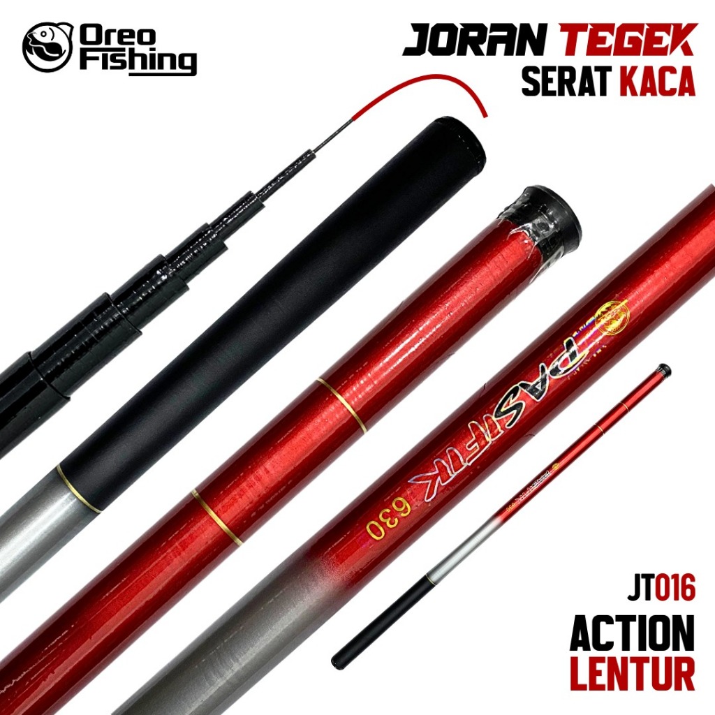 Joran Tegek Bahan Serat Kaca Action Lentur Ruas Tertutup ± 65cm Joran Portable Mudah di Simpan