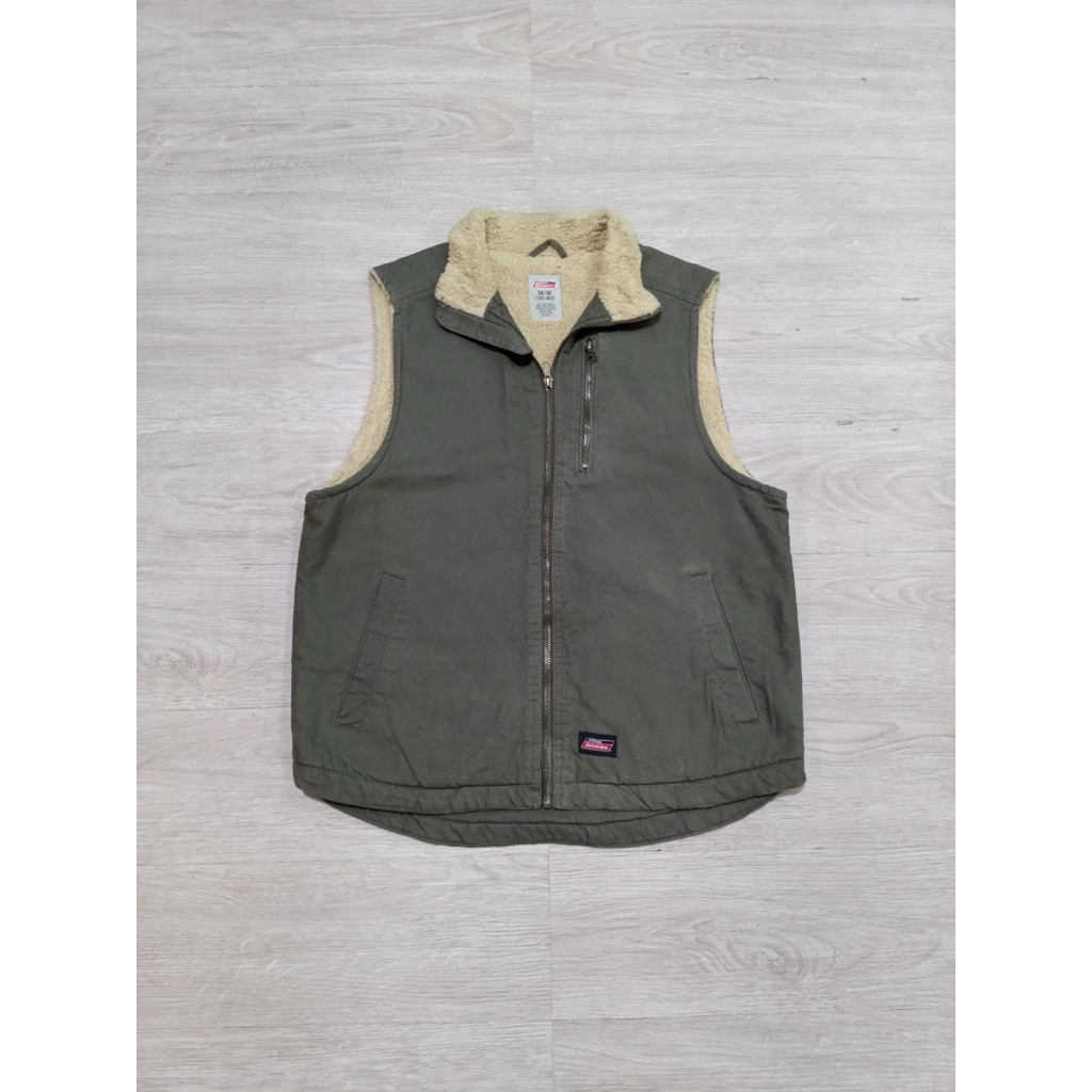 WORK VEST DICKIES GENUINE SHERPA MOSS GREEN DUCK CANVAS