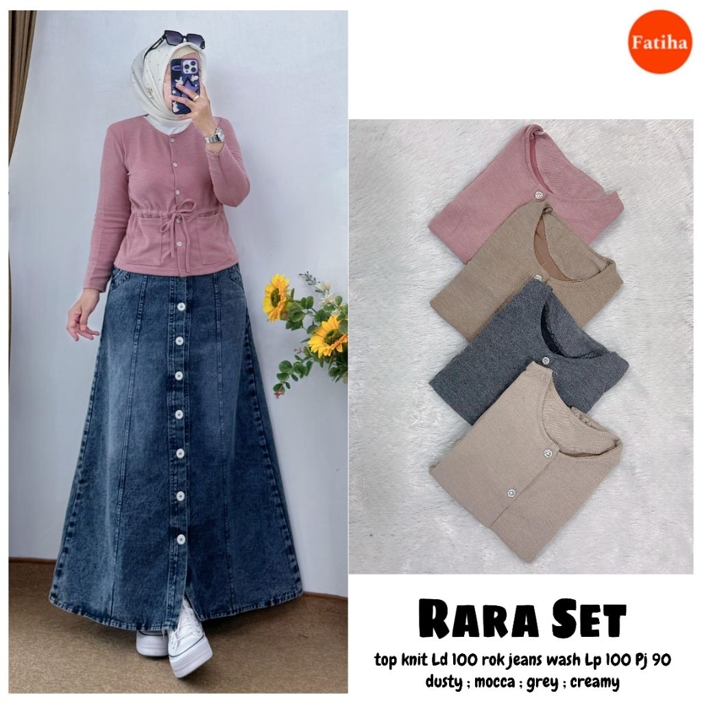 GEMPITA SET / RARA SETELAN BLOUSE ROK SKIRT JEANS ORI FATIHA