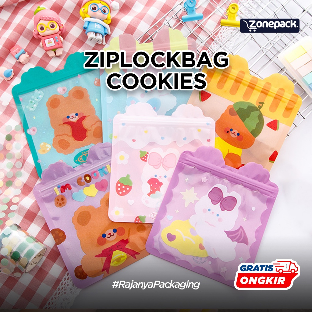 Ziplock Bag Cookies  | Plastik Kantong Biskuit Permen | Ziplock Makanan Beruang | Pouch Kemasan Snac