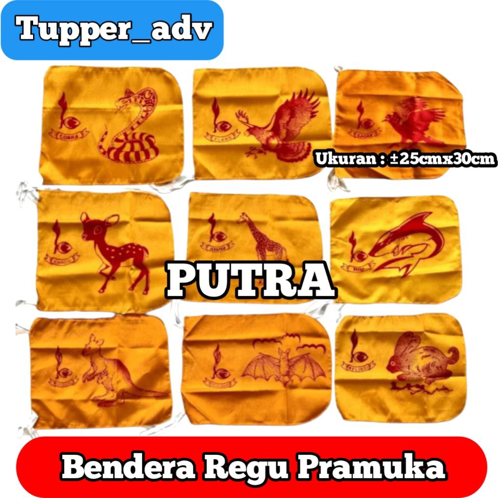 Bendera Regu Pramuka Putra Lengkap / Bendera Regu Pramuka Hewan /  Bendera Regu Pramuka Flora Fauna
