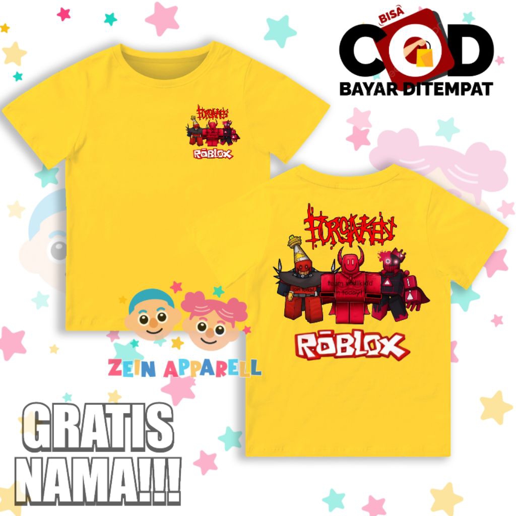 Kaos Anak Roblox Forsaken - Baju Anak Forsaken Roblox - Fashion Anak Forsaken