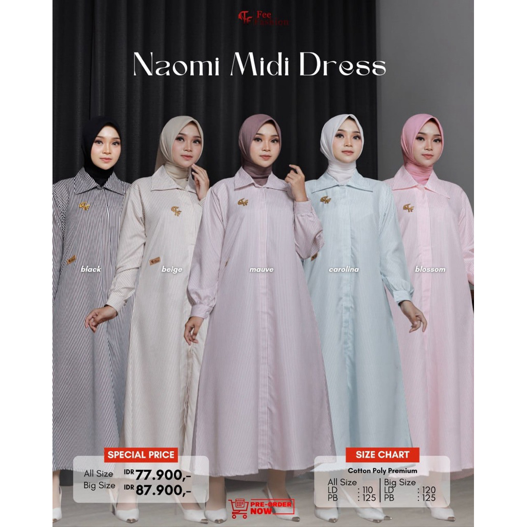 Fee Fashion - Dress / Midi Dress / Gamis / Naomi Midi Dress Fee Fashion