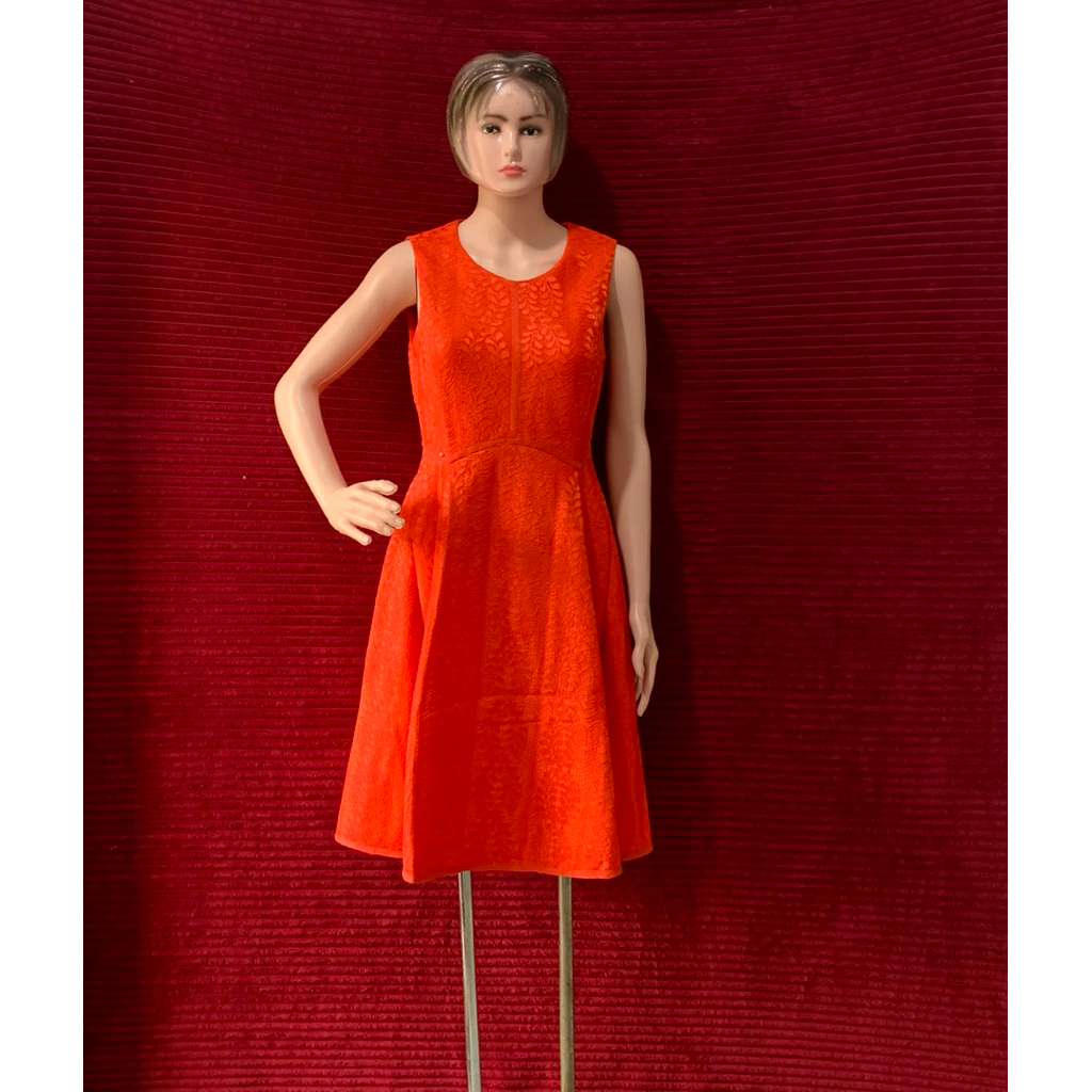 MIDI DRESS MERAH CERAH-CABE BRUKAT BROKAT WANITA  MEGAR