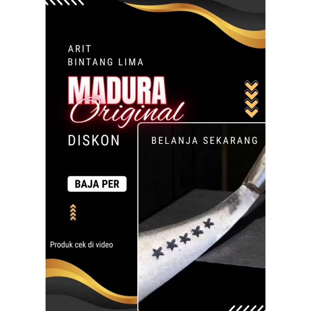 alat pertanian tradisional arit bintang lima asli madura bahan baja per berkualitas