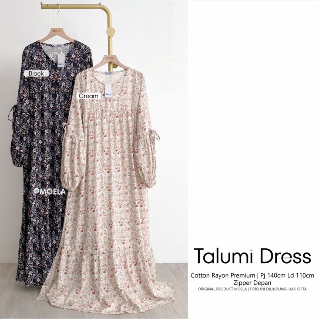 Talumi Dress Gamis Jumbo Allsize Busui Premium Catton Rayon Original Ori Moela Berlabel