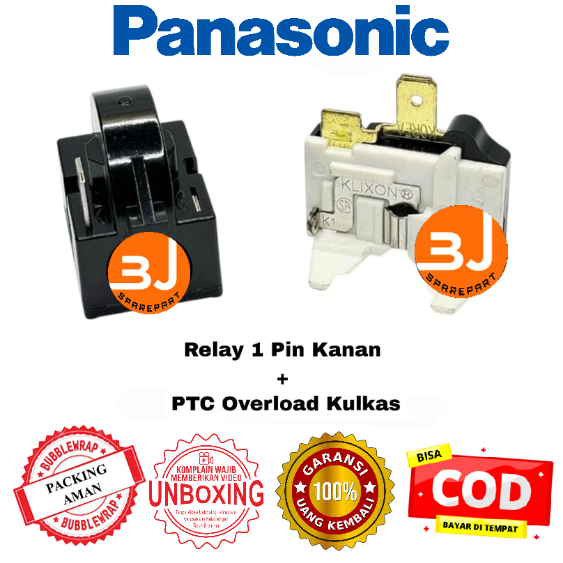 1set Relay 1 Pin Kanan + Ptc Overload Kulkas 1 Pintu Panasonic