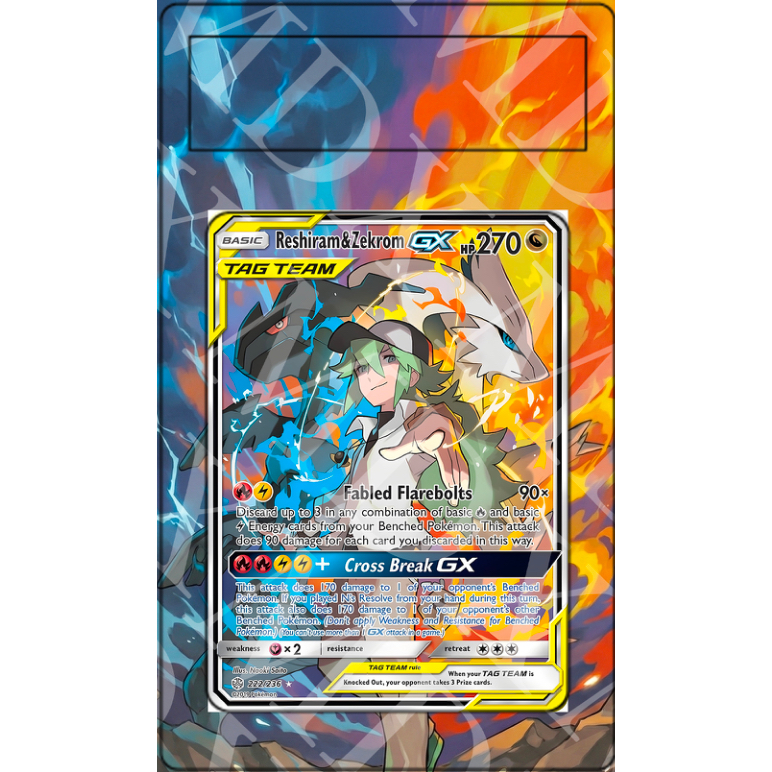 Reshiram & Zekrom GX #222 Pokemon Cosmic Eclipse (Extended Art)