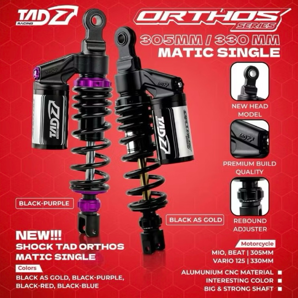 SHOCK BELAKANG TAD ORTHOS MODEL KYB MATIC SINGLE 305 MM / 330 MM MIO SPORTY SMILE VARIO 110/125/150/