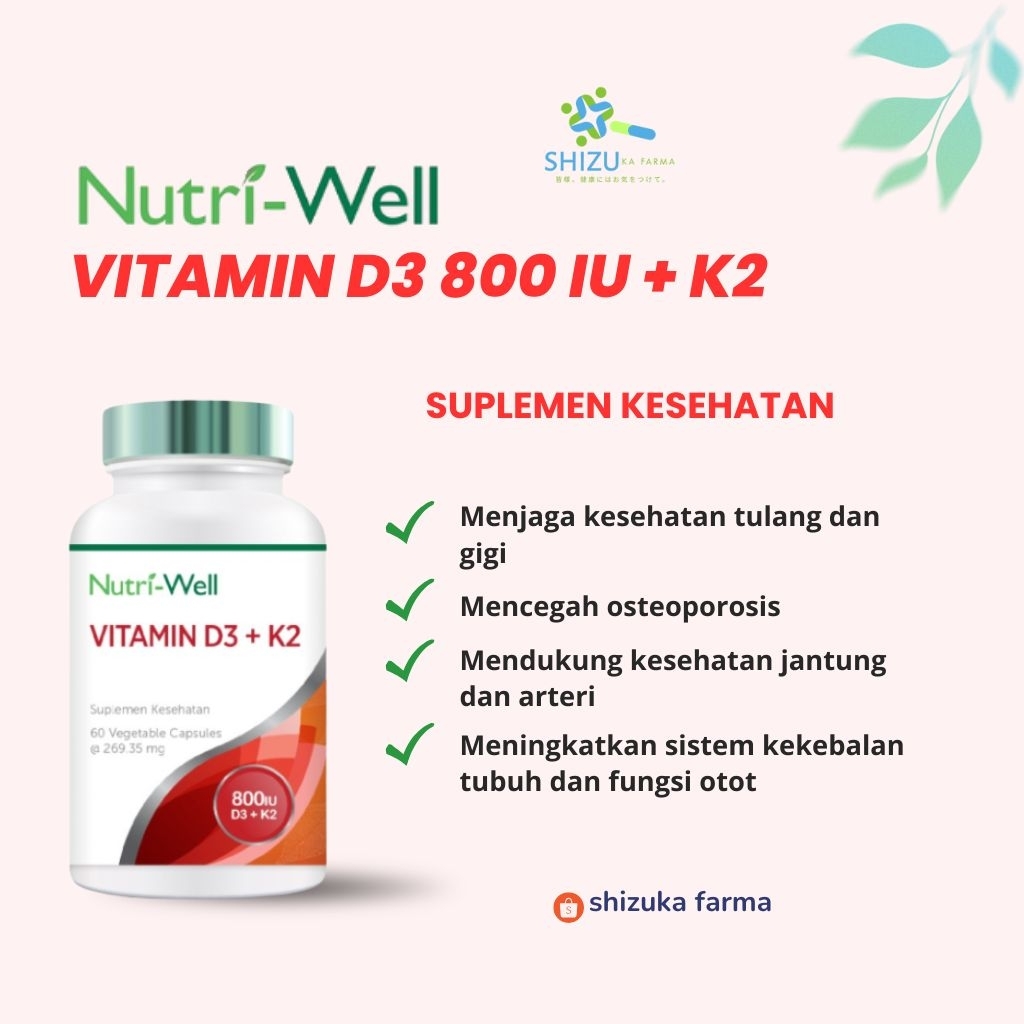 Nutriwell Vitamin D3 800IU + K2 60 Capsules