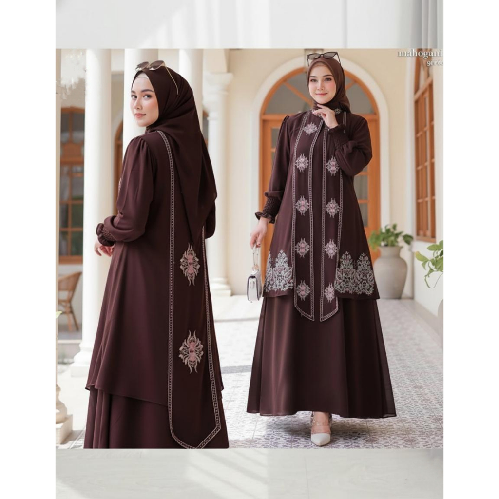 Attaya maxi ceruty babydoll bordir gamis ceruty babydoll motif bunga bordir busui