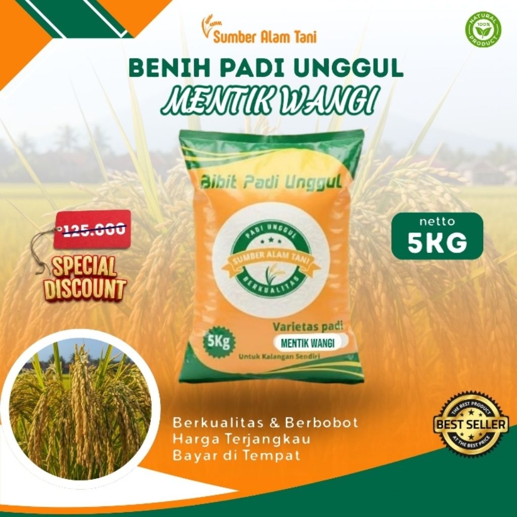 bibit padi unggul Mentik Wangi kemasan 5 kg