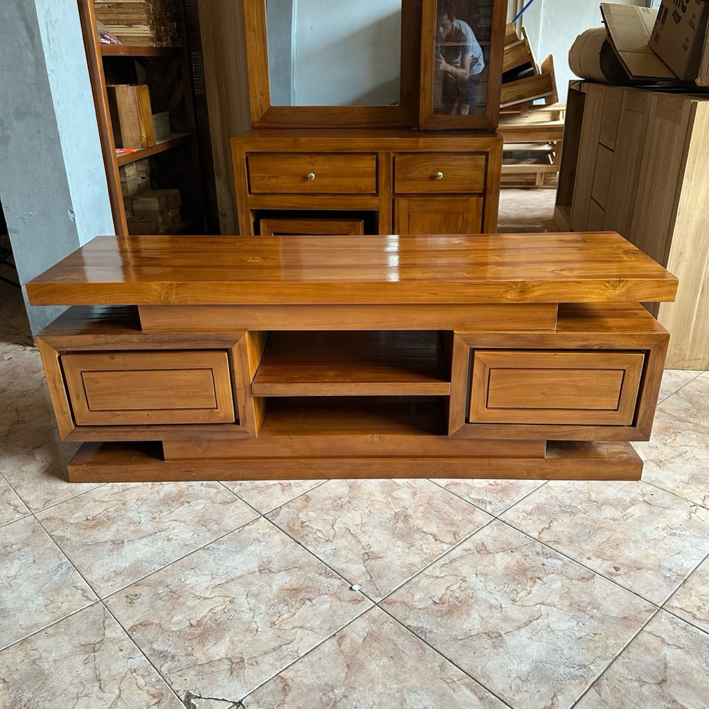 bufet tv minimalis jati panjang 150