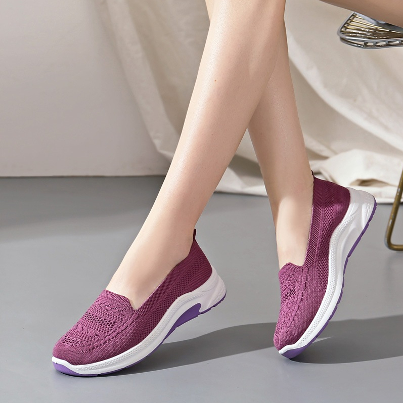 2210 Sepatu wanita Rajut Import sepatu cewe Slip On anti licin sol karet putih