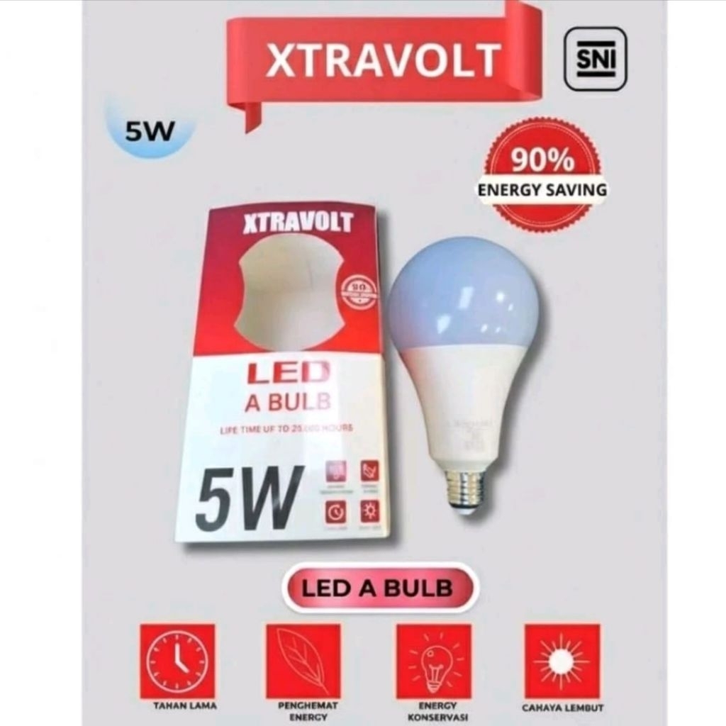 LAMPU 5 WATT XTRAVOLT Lampu LED A BULB LAMPU RUMAH SUPER TERANG 6500K