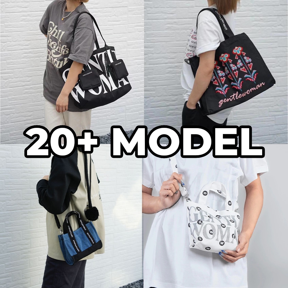 GROSIR - GW Totebag / tas bahu wanita gentel woman premium canvas original thailand BKK longhandle