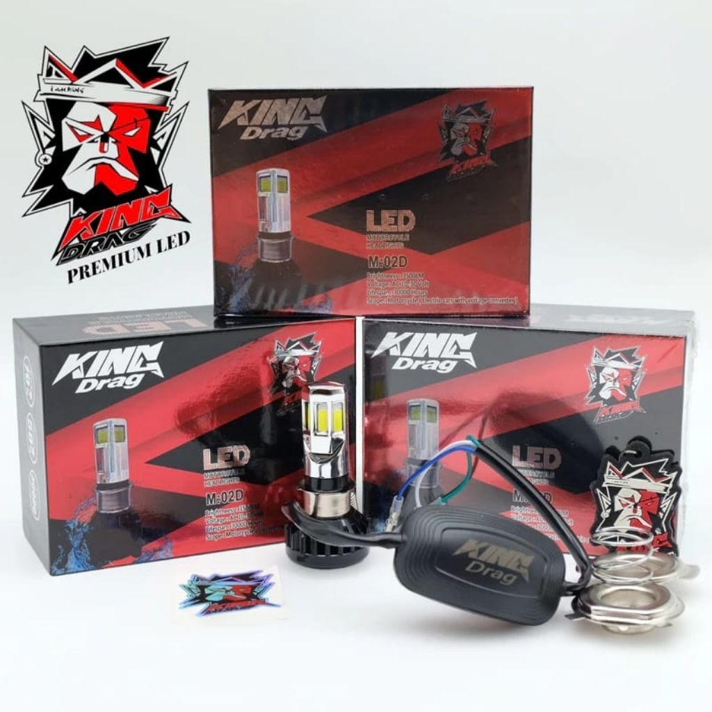 PREMIUM HID 6 SISI MATA KINGDRAG LED KING DRAG ORIGINAL lampu depan motor hid led 6 sisi motor