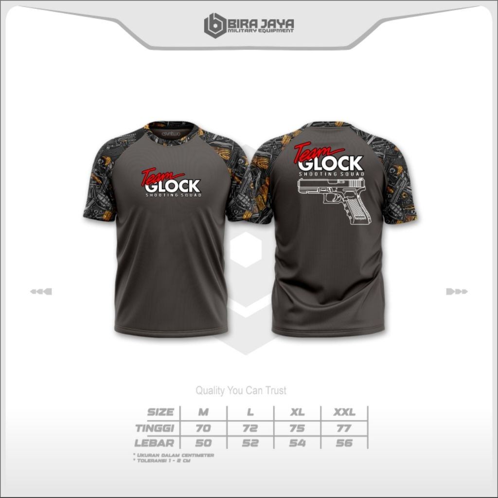 Terbaru Kaus desain taktis tim Glock/kaos reglan printing team glock19/jersey glock19