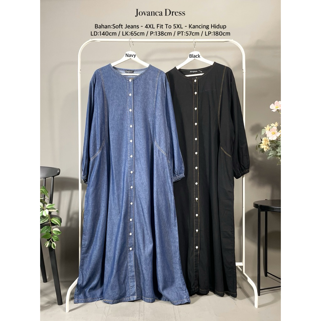 dress muslim wanita big size - dress muslim wanita plus size -Jovanca Dress (LD:140cm)
