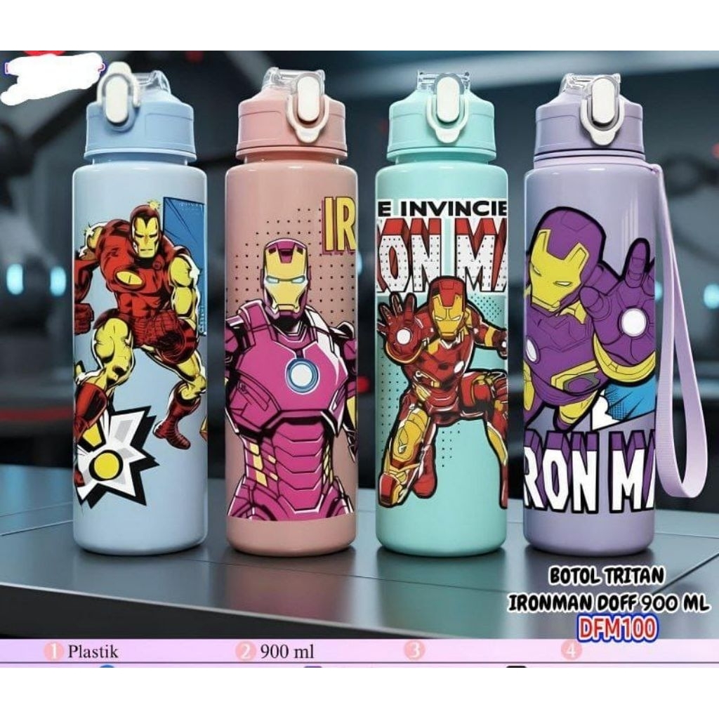 Botol minuman karakter anak cowok sedotan