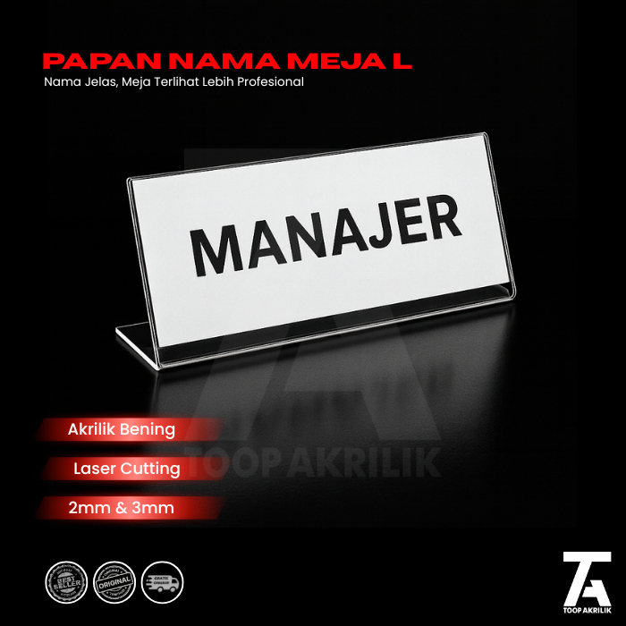 Display Akrilik Nama Panitia / Akrilik Papan Nama Meja Panitia dan Kantor