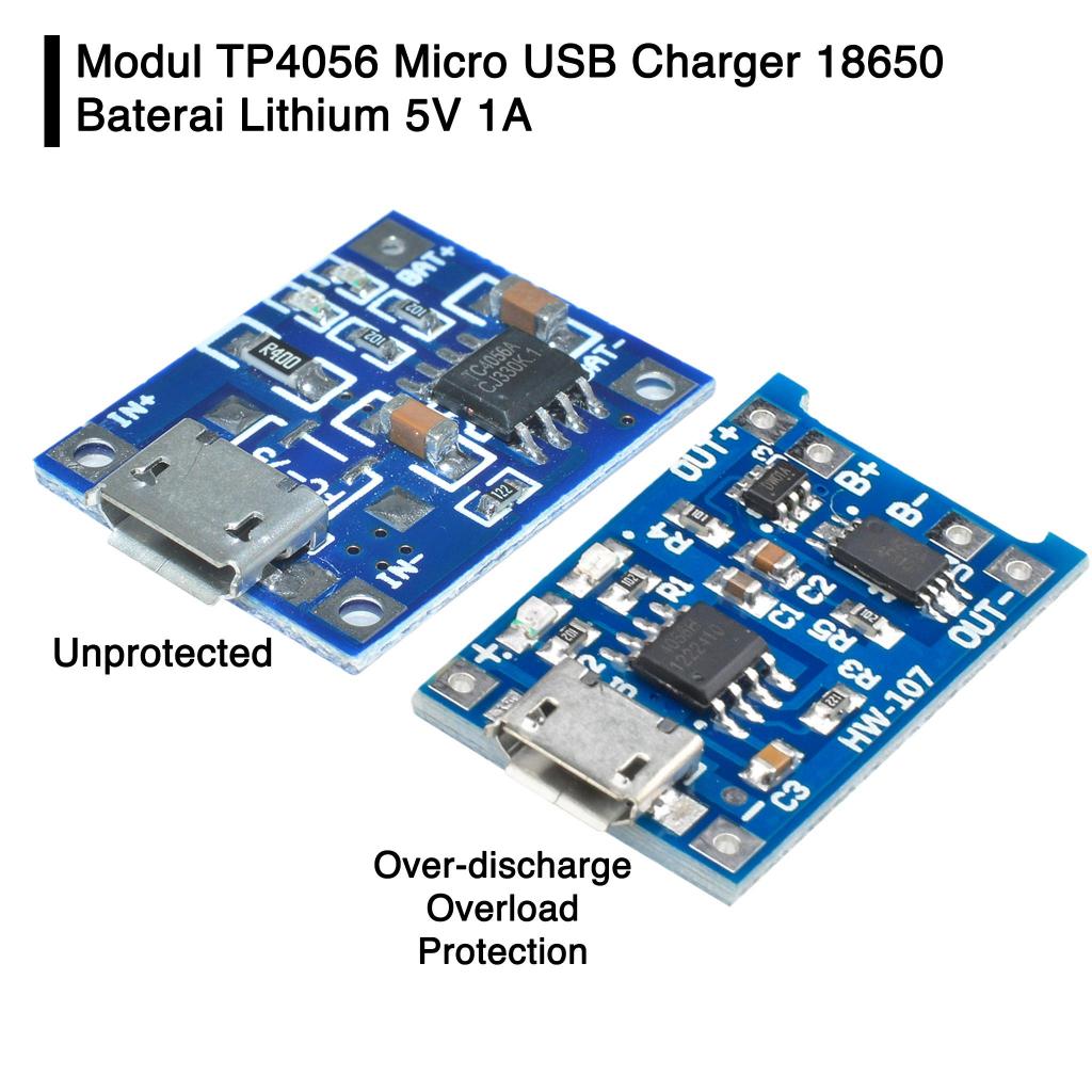 Modul TP4056 Micro USB Charger 18650 Baterai Lithium 5V 1A