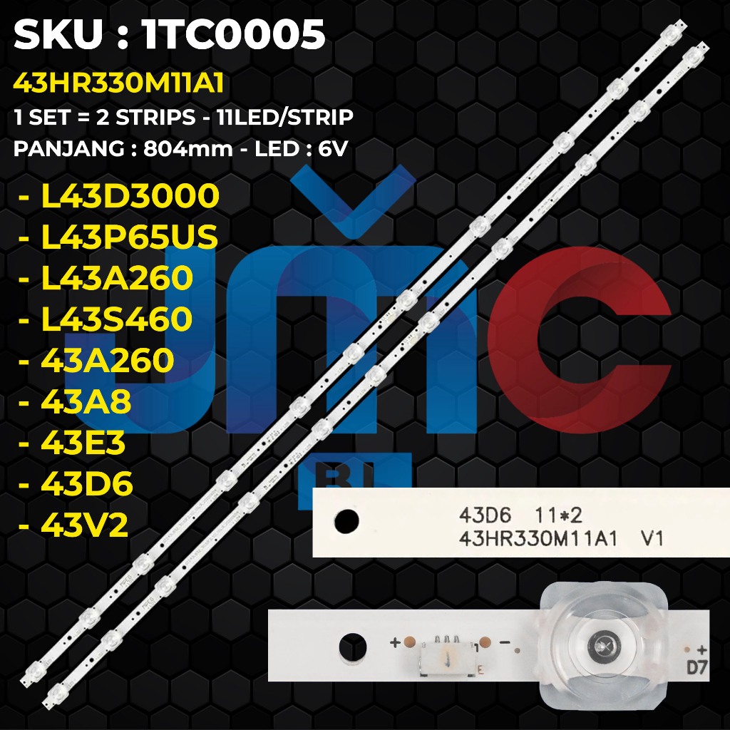 Backlight TV TCL 43 Inch L43D3000B L43P65US L43A260 L43S460 43A8 43E3 43A260 43D6 43V2 43HR330M11A1
