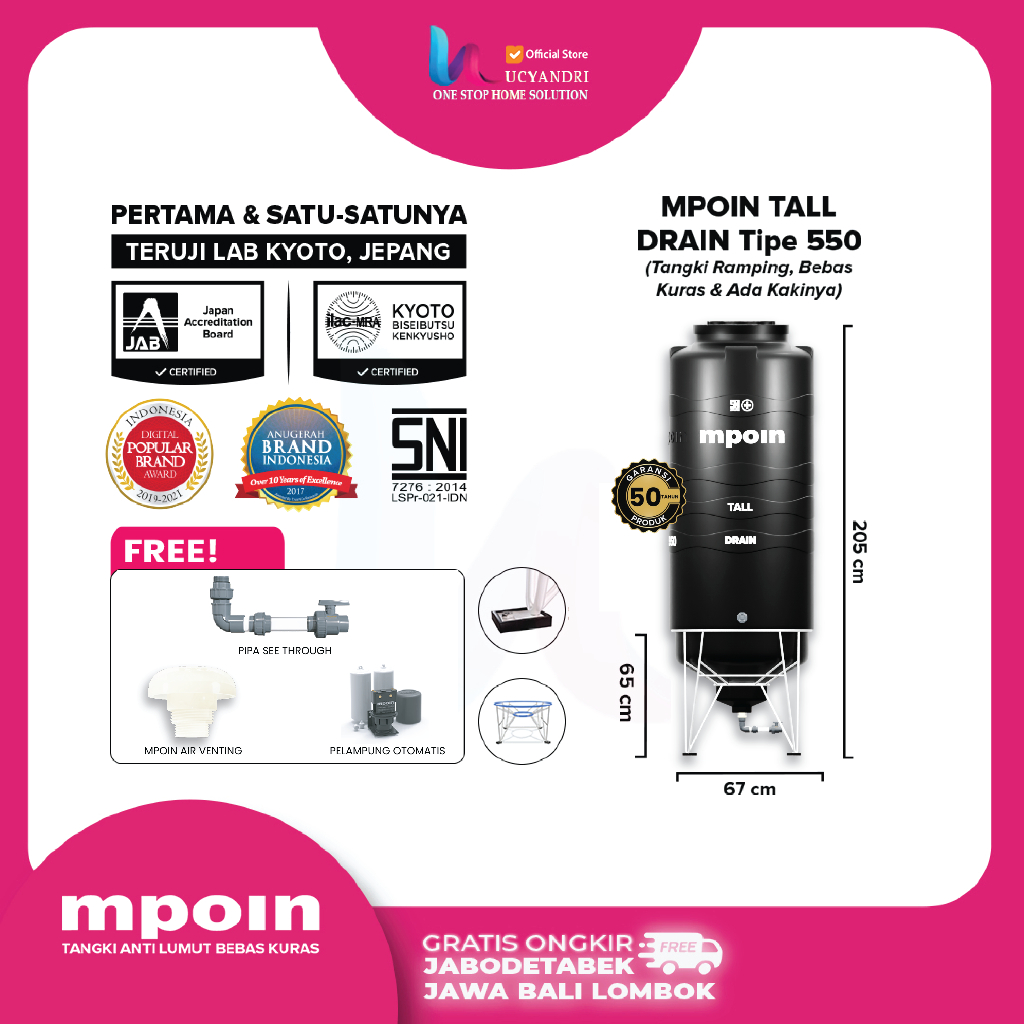 Toren Air 500 L Mpoin 550 Drain Tangki Air Mpoin Plus 500 L Tandon
