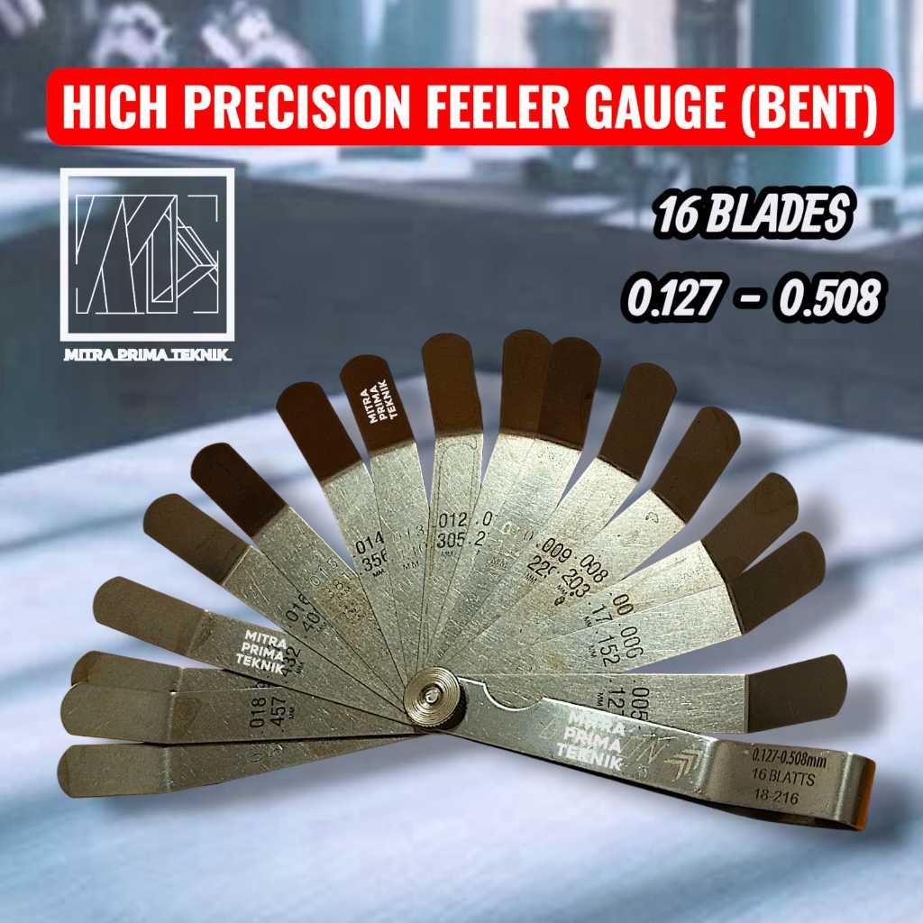 Fuller Gauge Bengkok - High Precision Feeler Gauge Grip on 18-212 dengan 16 Blades 0.127 - 0.508
