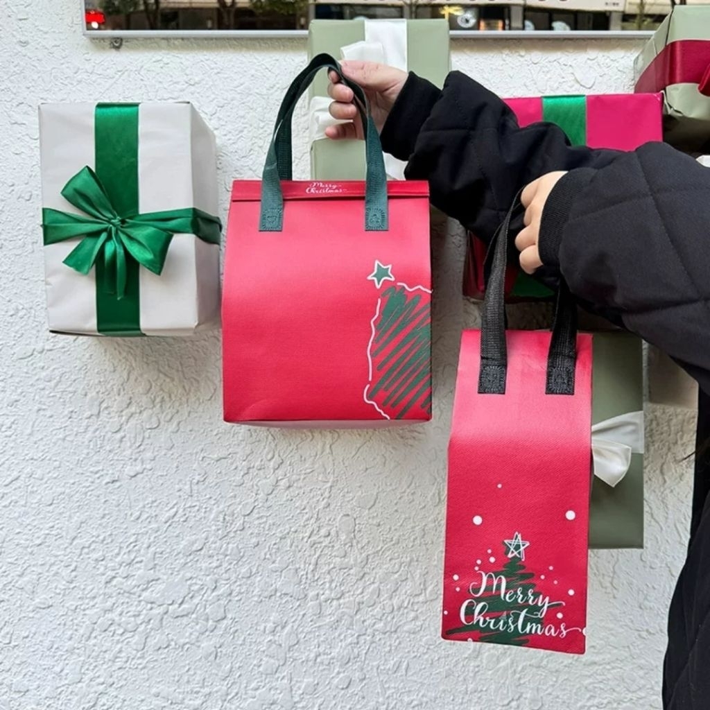 Tas Natal Botol 1 liter Tas Natal 2 jar 750-800ml Box Natal 2 jar 1000ml Natal Tas Lucu Natal Paperb