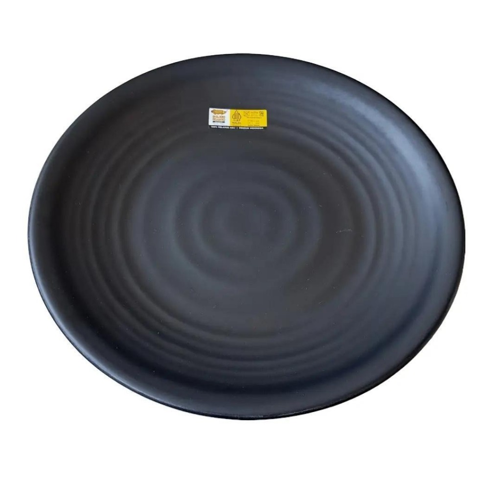 Piring Tembikar Bulat 10" Hitam Melamine Stone Series  - Golden Dragon P2210A