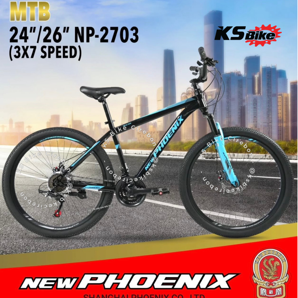 Sepeda Gunung MTB New Phoenix 2703 / Sepeda MTB 24 26 Inch 7 Speed / Sepeda Gunung Rem Cakram Hi Ten
