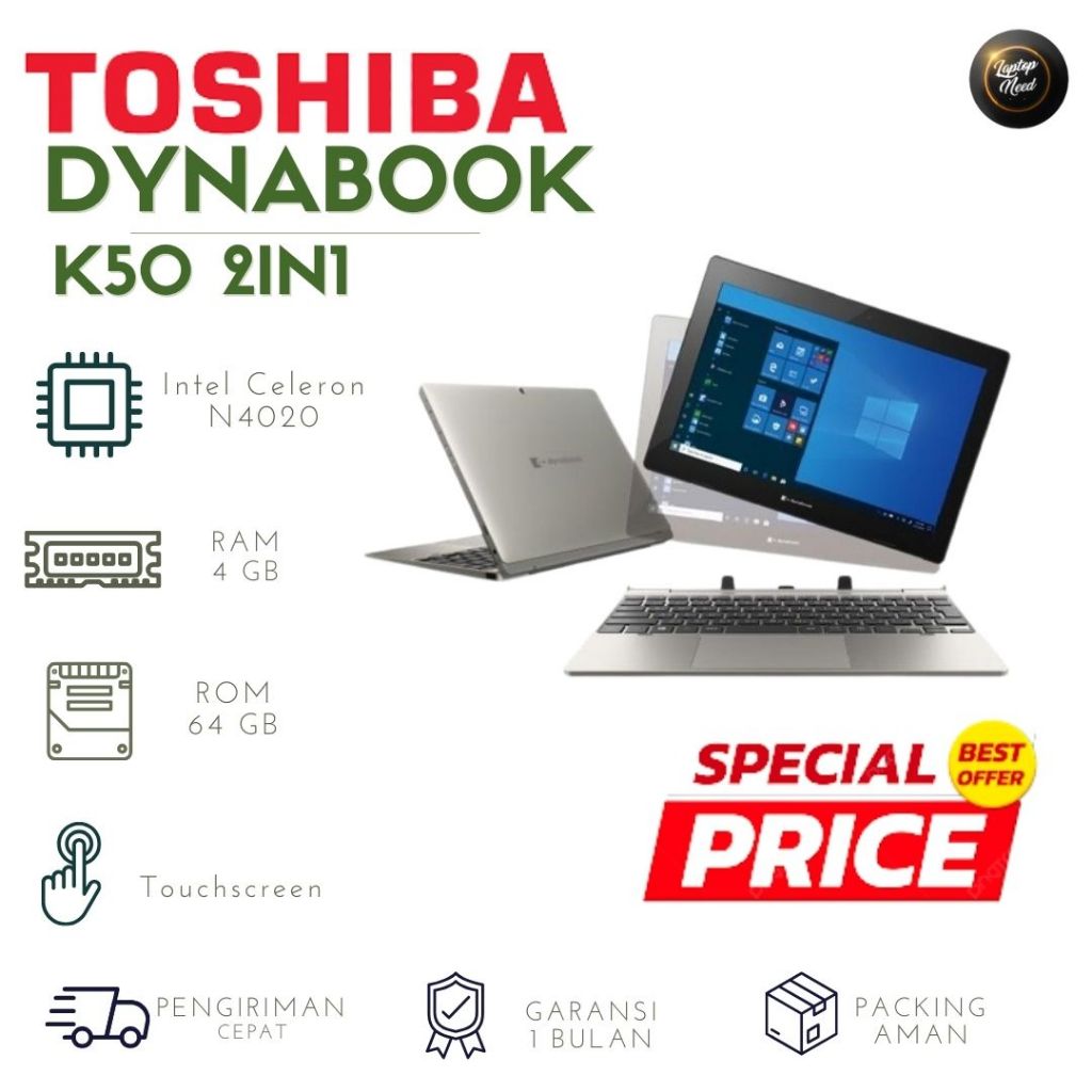 Tablet Murah Toshiba Dynabook K50 Laptop Intel Celeron N4020 Layar Bisa Lepas