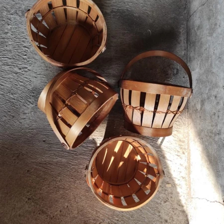 Perlengkapan Rumah Keranjang Penyimpanan Makanan Keranjang Anyaman Bambu Tenteng