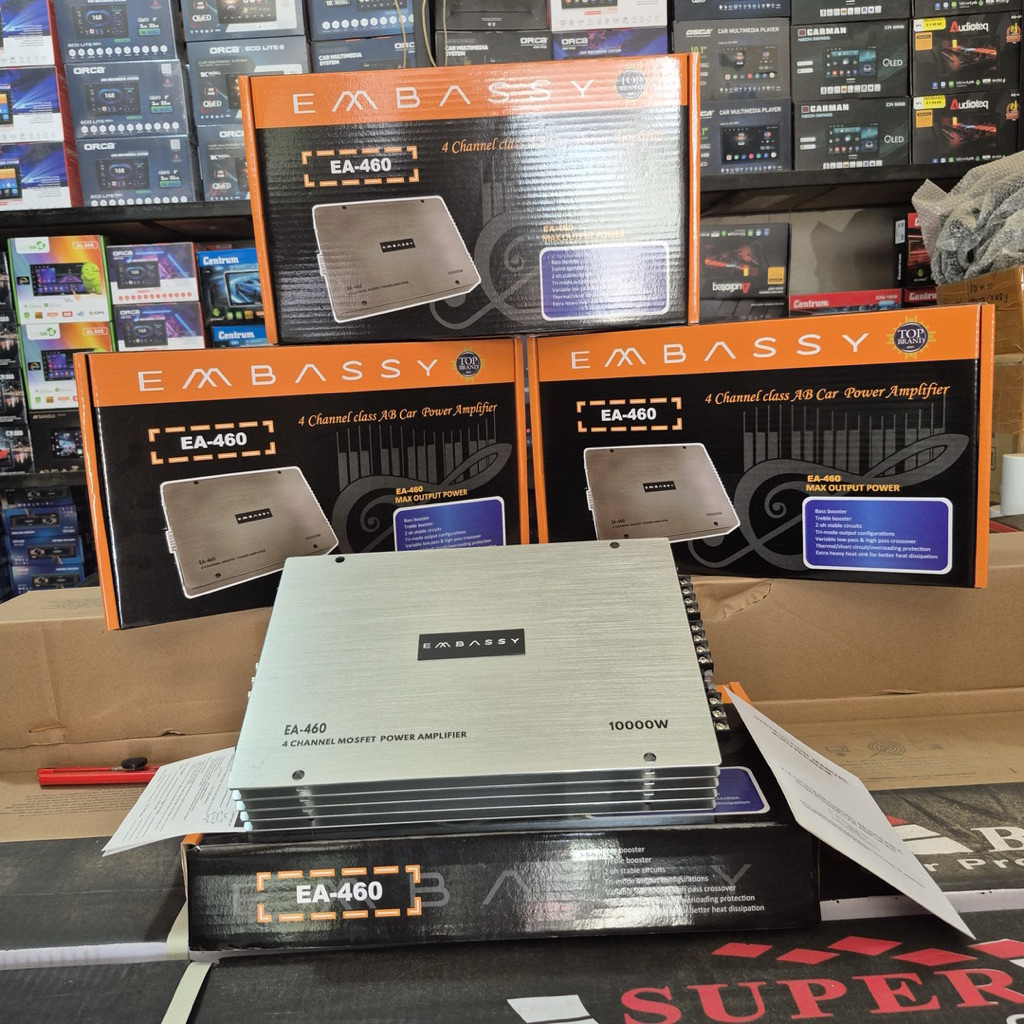 Power Amplifier Mobil 12volt EMBASSY EA-460.4 4chanel clas AB power amplifier