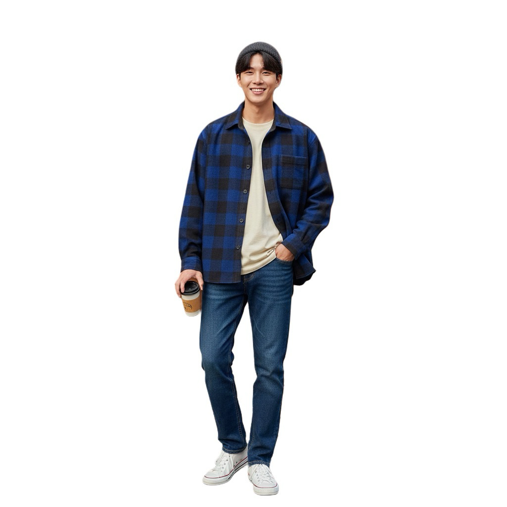 Uniqlo Plaid Wool flannel Blue Black