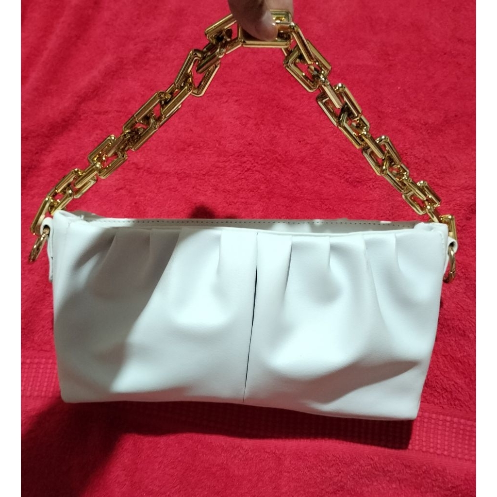 Jual tas baru bukan preloved - putih rantai emas