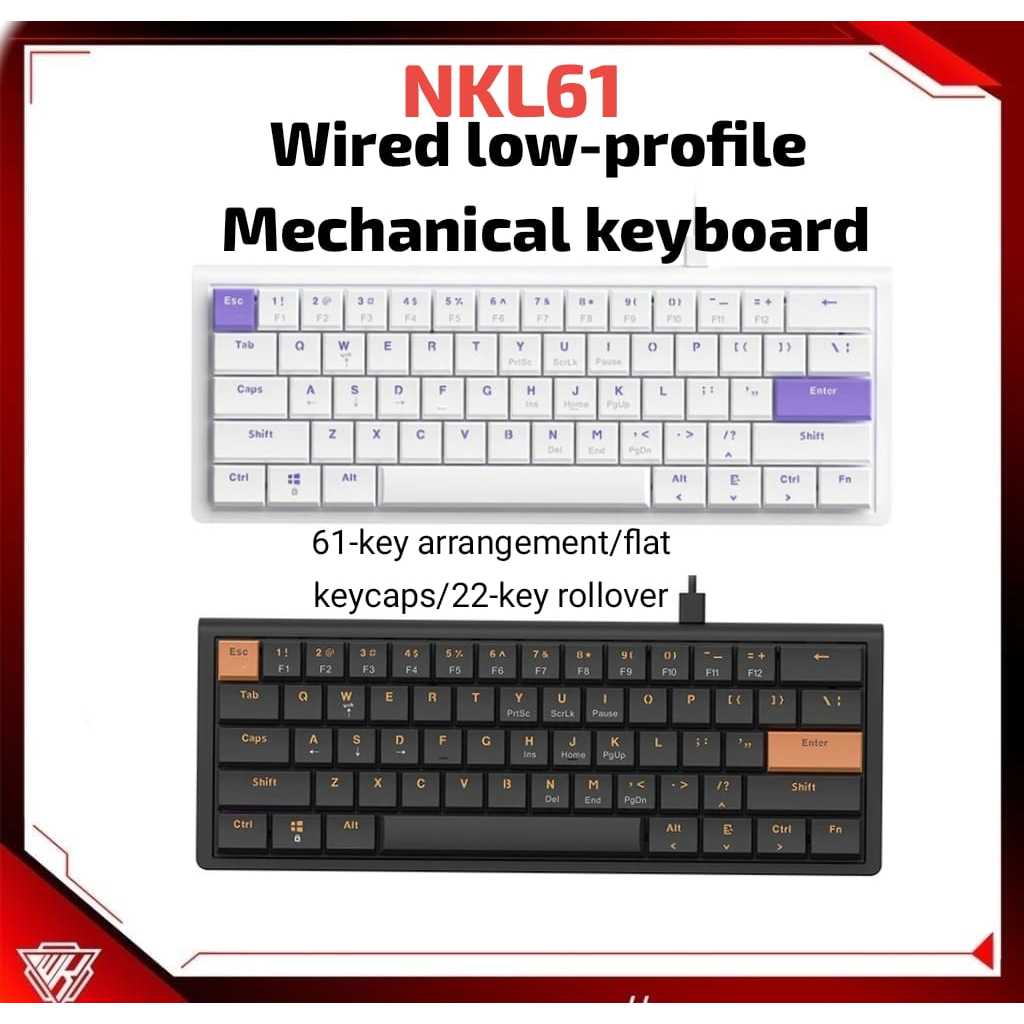 Ajazz X Nacodex NKL61 / NKL-61 Mechanical Gaming Keyboard Wired Low Profile - Ajazz NKL61