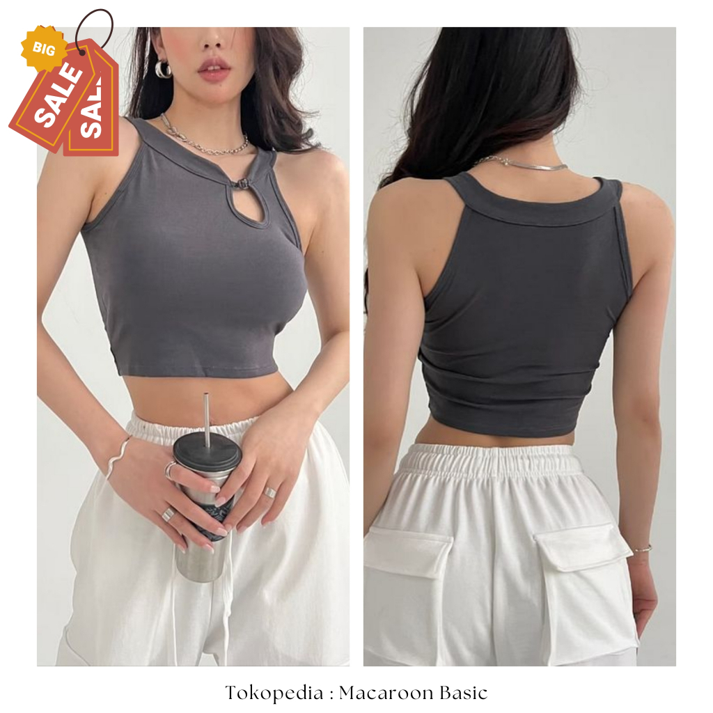 SALE - Summer Top - Gray Tank Top - Sexy Crop Tank Top Wanita
