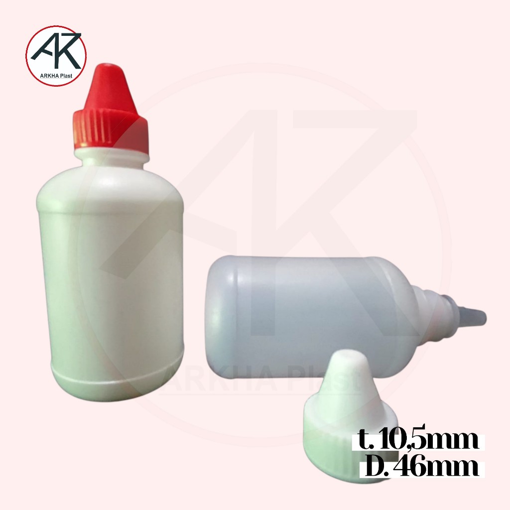 CC BOTOL TETES 100 ml BESAR PLASTIK 100ml LUBANG LANCIP plastik putih