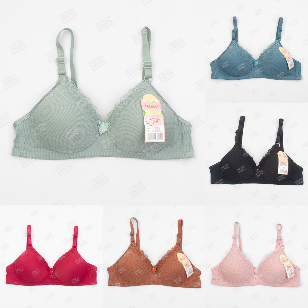 Sz 34-40 BH TELI 7714 BH TANPA KAWAT BRA KAIT 2 PAKAIAN DALAM WANITA