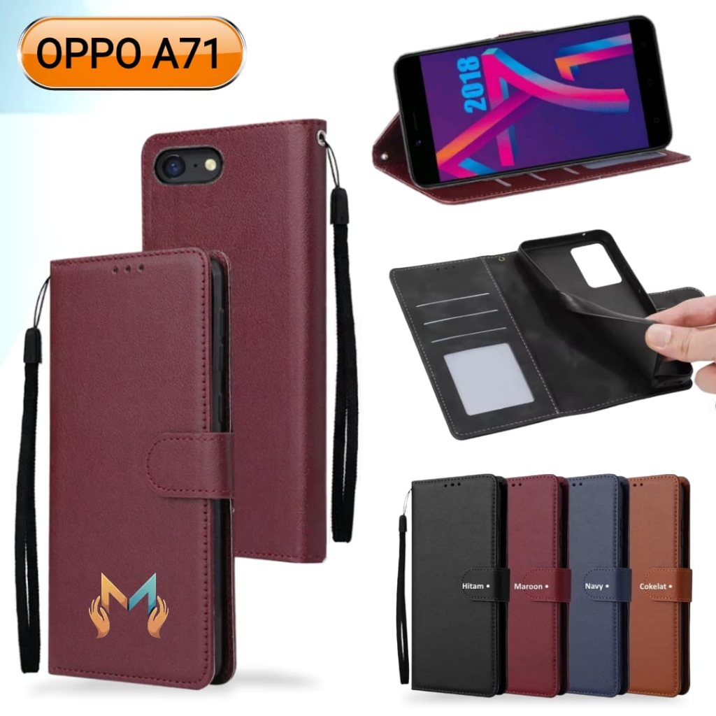 Flip Case Leather Oppo A71 Casing Dompet Kulit Buka Tutup