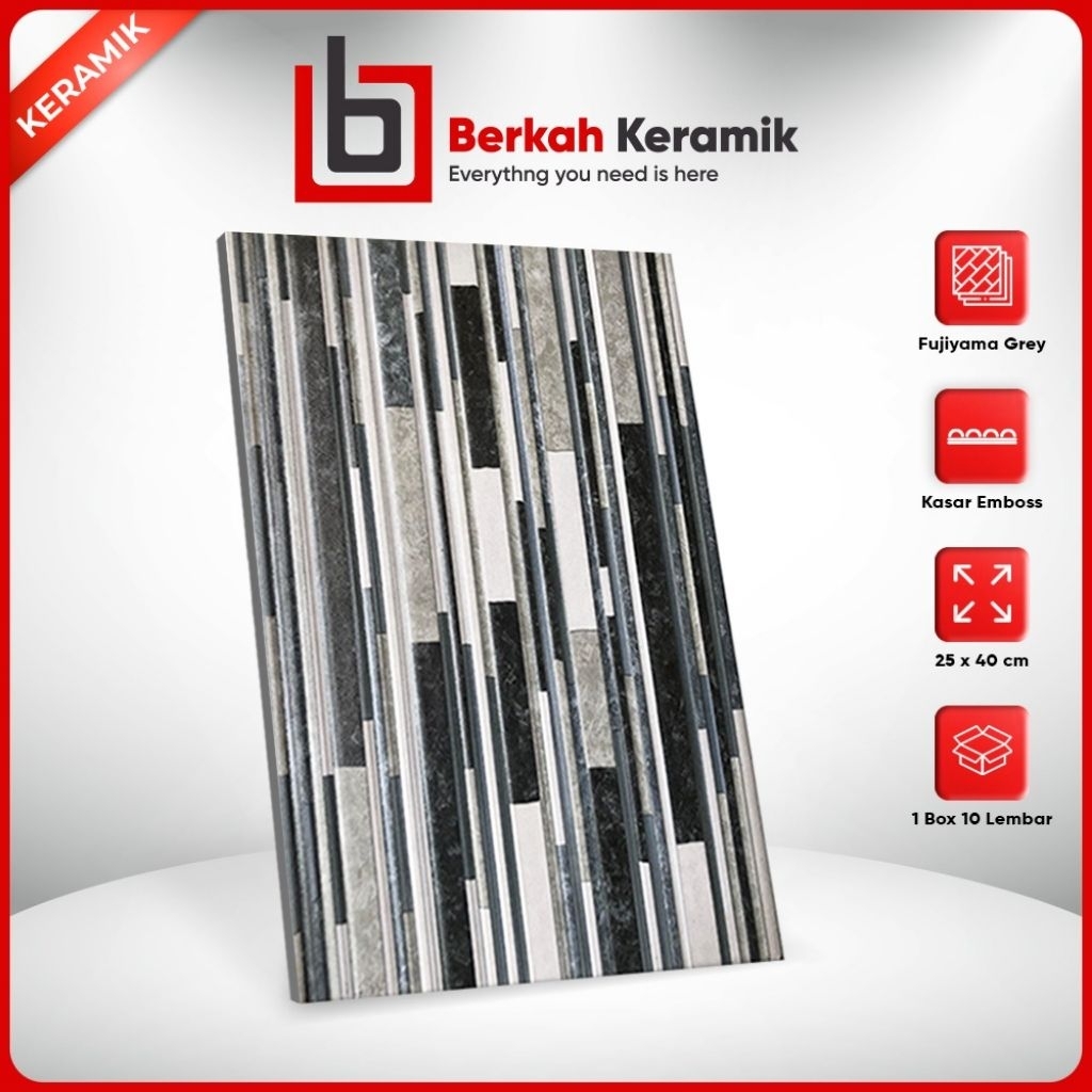 Keramik Dinding Serat Kayu 25x40 Fujiyama Grey