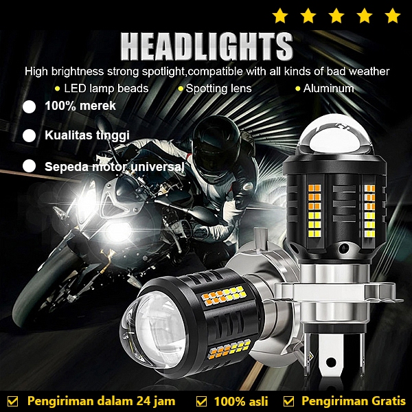 Universal Motor Headlight LED Lampu H4 / H6 Dua warna Hi Lo beam Motor Lampu depan Lampu kabut