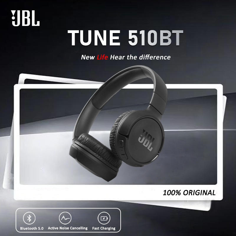 100% Original JBL Tune 510BT Wireless Bluetooth On-Ear Headphones with Purebass Sound Extra Bass Hea