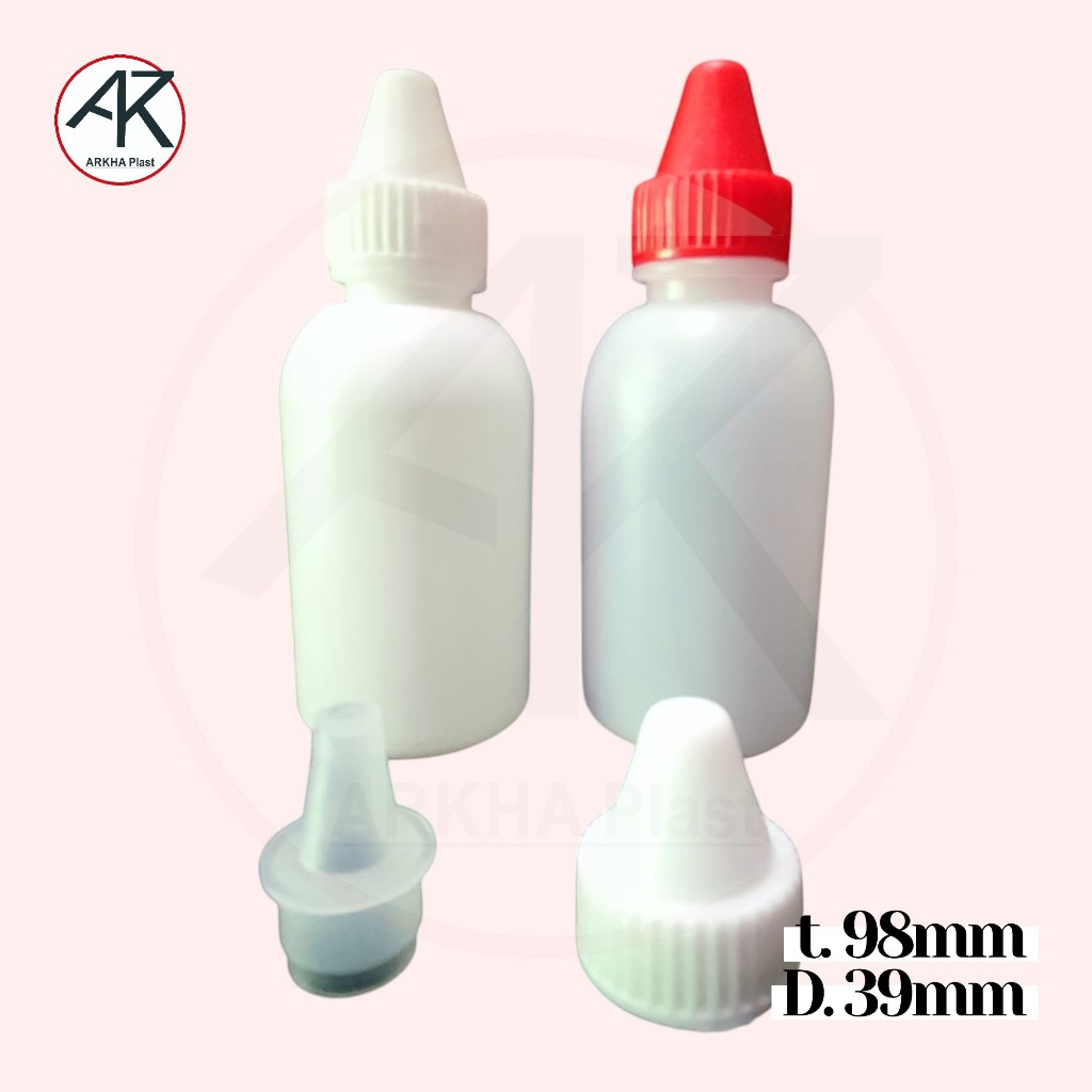 isi 10pcs - CC botol tetes 60 ml BOLONG LANCIP plastik putih natural 60ml bening body keras jumbo